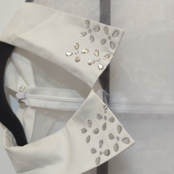 Women’s Venus White Seamless Flannel shirt Sheer long sleeve Strass bustier - Picture 2 of 5